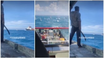 Ratusan Perahu Nelayan Sampang Adang Kapal Raksasa Petronas di Tengah Laut