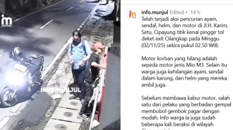 Terekam CCTV! Trio 'Triceng' Beraksi: Bobol Pagar Bawa Kabur Motor, Ayam, Serta Sandal di Cipayung