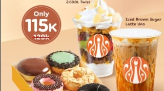 Promo Combo Bliss dari JCO: 1/2 Lusin Donat 1 Jcool Twist dan Iced Brown Sugar Latte Cuma 115K