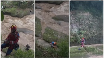 Viral! Detik-detik Tim Rescue Damkar Turun ke Sungai Demi Evakuasi ODGJ yang Terjebak