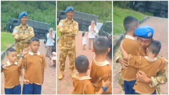 18 Bulan Berpisah, Kejutan Prajurit TNI Ini Bikin Anak-anaknya Nangis Histeris