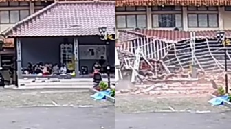 Rekaman CCTV Detik-detik Pendopo FKIP Unsil Ambruk Viral, 16 Mahasiswa Terluka