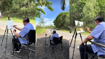 Tak Terduga! SBY Spontan Hentikan Mobil dan Melukis di Pinggir Jalan Wonogiri