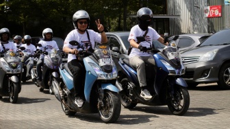 Puluhan Komunitas Motor Matic Ramaikan Acara Feders Gathering di Kota Bandung