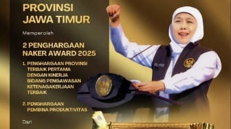 Gubernur Khofifah Raih Penghargaan Pembina Produktivitas dan Terbaik dari Menteri Ketenagakerjaan
