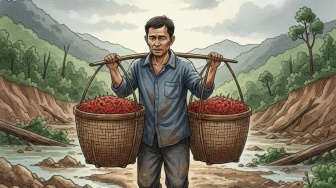 Akses Jalan Putus, Petani Aceh Tengah Jalan Kaki Berjam-jam demi Jual Cabai