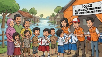 300 Seragam Sekolah Dibagikan untuk Korban Banjir di Nagan Raya Aceh