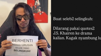 J.S. Khairen Murka, Larang Artis Selingkuh Pakai Quotes Novelnya