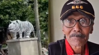 Dihujat Publik, Ini Pengakuan Pembuat Patung Macan Putih yang Viral di Kediri