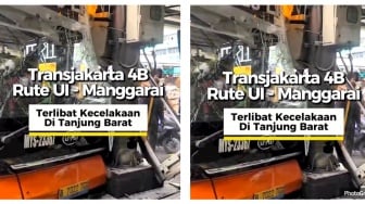 Bus TransJakarta Hantam Tiang PJU di Kolong Tol Tanjung Barat, Satu Penumpang Terluka!