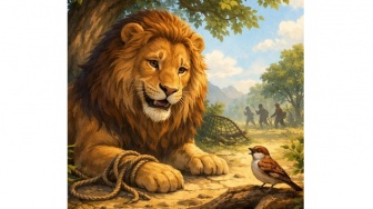 Persahabatan Singa dan Burung Pipit
