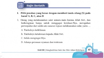 Kunci Jawaban Pendidikan Agama Islam dan Budi Pekerti Kelas VII Halaman 67: Salat dan Zikir