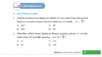 Kunci Jawaban Matematika Kelas XII Halaman 85 Uji Kompetensi 2: Busur dan Juring Lingkaran
