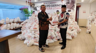 Gerindra Sumut Bagikan 10.000 Sembako untuk Warga saat HUT ke-18 Partai