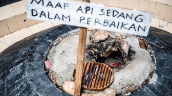 Kondisi situs Api Abadi Mrapen yang padam di Desa Manggarmas, Godong, Grobogan, Jawa Tengah, Selasa (3/2/2026). [ANTARA FOTO/Aprillio Akbar/bar]