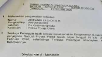 Beredar Surat 'Bebas' Kasat Narkoba Toraja Utara, Propam Polda Sulsel Buka Suara