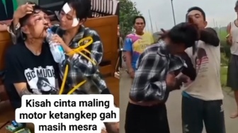 Definisi Sehidup Semaling, Pasangan Ini Tetap Mesra di Kantor Polisi
