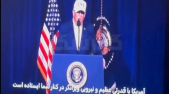 Stasiun Televisi Iran Diduga Diretas, Tiba-Tiba Muncul Donald Trump sedang Pidato