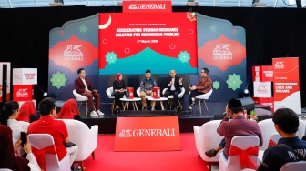 Talkshow saat peluncuran produk GEN Syariah Perlindungan Aman di Jakarta, Selasa (3/3/2026). [Suara.com/Alfian Winanto]
