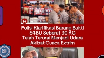 CEK FAKTA: Polisi Sebut Barang Bukti Sabu Terurai Jadi Udara Gegara Cuaca Ekstrem, Benarkah?