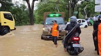 Jalur Kepulangan Presiden Prabowo di Hambalang Bogor Terendam Banjir