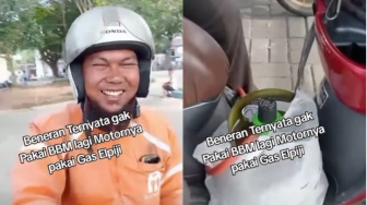 Driver Ojol Modifikasi Motor Pakai Gas Elpiji 3 Kg, Sekali Isi Diklaim Bisa Tempuh 260 KM