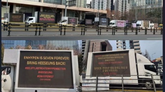 Tuntut Kembalikan Heeseung ke ENHYPEN, Fans Kirim Truk Protes Kepada HYBE