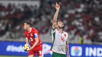 Pesepak bola Bulgaria Marin Petkov (kanan) melakukan selebrasi usai mencetak gol ke gawang Timnas Indonesia pada pertandingan final FIFA Series 2026 di Stadion Utama Gelora Bung Karno (SUGBK), Senayan, Jakarta, Senin (30/3/2026). [ANTARA FOTO/Asprilla Dwi Adha/bar]