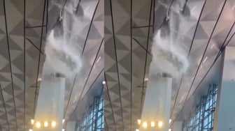 Viral! Atap Terminal 3 Soetta Jebol Diterjang Hujan Deras, Penumpang Panik Berhamburan