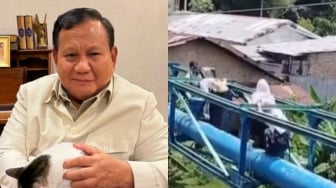 Viral Video Siswa Medan Seberangi Sungai Deli di Atas Pipa Air, Warganet Colek Prabowo Subianto
