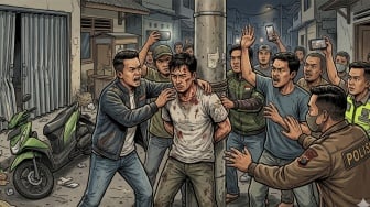 Maling Motor di Tanjung Duren Diamuk Warga saat Kepergok Beraksi, Tangan Diikat Kepala Diinjak!