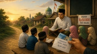 Dibayar Rp50 Ribu Sebulan, Guru Ngaji di Kampung Tak Terjamah Sistem Pendidikan