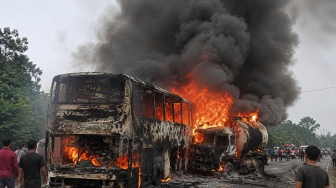 Bus ALS Terbakar Hebat usai Tabrak Truk Tangki di Jalinsum Muratara, Diduga 16 Tewas