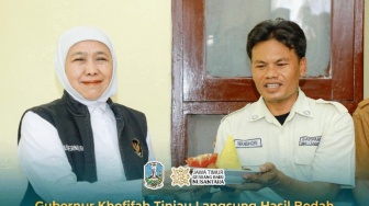 Gubernur Khofifah Tinjau Bedah Rumah Tenaga Keamanan SMAN 2 Surabaya, Peduli Insan Pendidikan