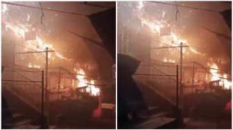 Detik-detik Kebakaran Hebat di Pasar 16 Ilir Palembang Malam Ini, Pedagang Panik saat Muncul Kilatan