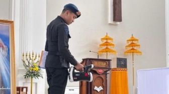 Ibadah Kenaikan Yesus Kristus di Kendari Dijaga Brimob