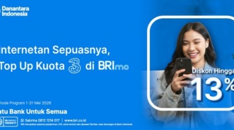 Dapatkan Diskon Paket Data Tri Lewat BRImo, Begini Caranya!