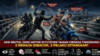 Cuma Gara-gara Saling Pandang! Geng Motor Bacok Remaja di Flyover Cibodas