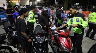 Patroli Gabungan Malam Takbiran, 27 Motor Berknalpot Brong Diamankan di Joglo Solo