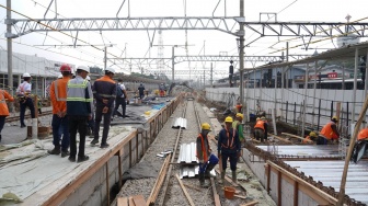 Prgres Pengembangan Stasiun Bogor dan Bogor Paledang di Stasiun Bogor pada Senin (1/6/2026). [handout]