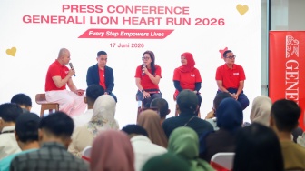 Acara Press Conference Generali Lion Heart Run 2026 di Kantor Pusat Generali Indonesia, Jakarta, Rabu (17/6/2026). [Suara.com/Alfian Winanto] 