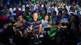 AHY dan Merry Riana Hadir Bersama Sahabat Ojol, Nobar Piala Dunia 2026