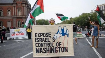 Ratusan Pro Palestina Demo saat Benjamin Netanyahu ke Gedung Putih: Stop Bantuan Amerika ke Israel!