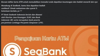 Hoaks Pendaftaran Kartu Debit SeaBank Berhadiah di Facebook