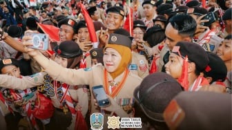 Lepas Pramuka ke Jambore Nasional XII, Gubernur Khofifah: Pererat Persaudaraan dan Semangat Nasional