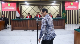 Terdakwa kasus dugaan korupsi pengadaan Chromebook dalam program digitalisasi pendidikan di Kemendikbudristek Nadiem Anwar Makarim menjalani sidang banding atas vonisnya di Pengadilan Tinggi DKI Jakarta, Jakarta, Rabu (12/8/2026). [ANTARA FOTO/M Risyal Hidayat/hma]