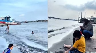 Pantai Viral di Tengah Kota Palembang, One Ilir Beach Ramai Didatangi Warga saat Kemarau