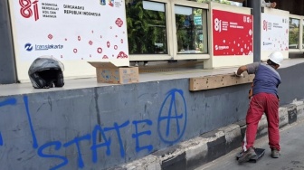 Penampakan Halte Petamburan Usai Jadi Sasaran Vandalisme Massa Aksi 27 Agustus
