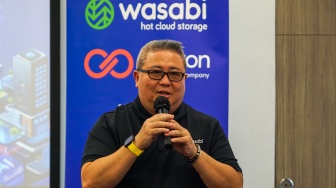 ASEAN Country Manager Wasabi Technologies Raymond Koh memberikan sambutan saat penandatanganan kerja sama antara CBN dan Wasabi Technologies di Jakarta, Kamis (27/8/2026). [handout]