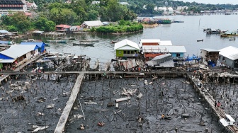 Foto udara suasana perkampungan Dok V, Mandala pascakebakaran di Distrik Jayapura Utara, Kota Jayapura, Papua, Selasa (1/9/2026). [ANTARA FOTO/Gusti Tanati/app/YU]